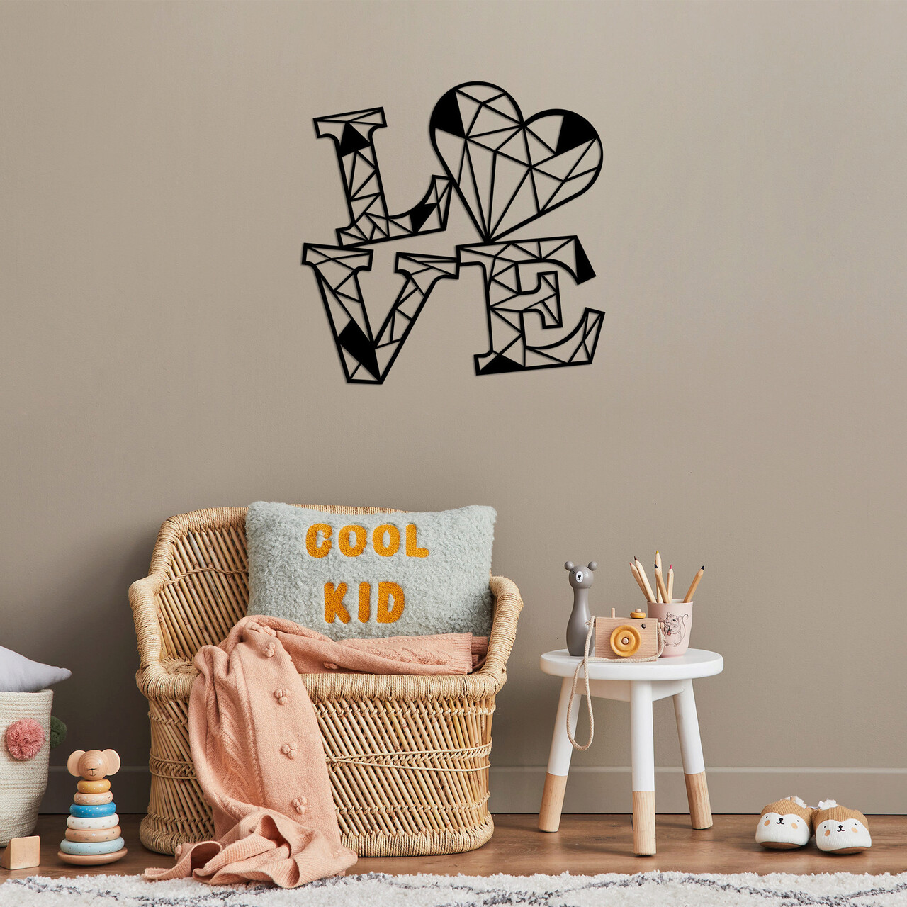 Decoratiune de perete, Love, Dimensiune: 68 x 68 cm, Negru - imagine 6